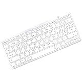 Teclado Sem Fio ABNT2 Com Bluetooth Ultra Fino Compatível Com Tablet E Celular Tecla Ç Em Português Padrão Layout Nacional Brasileiro BRANCO