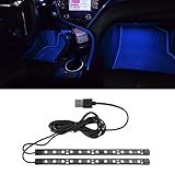 Tecledsn Fita De LED Para Carro  Luzes LED  Porta USB De 12 V  Lâmpada Decorativa De Interior Automotivo  24 LEDs RGB Neon Para Atmosfera Interna  Acessórios Universais De Carro Para Carros  Azul 