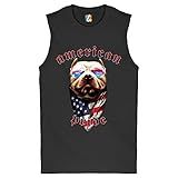 Tee Hunt American Pride Pit Bull Muscle Shirt Bandeira Dos Eua Bandana Patriótico Dog Lover Masculina, Preto, M