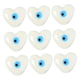 TEHAUX 10 Pcs Acessórios De Miçangas Contas De Flores De Cerâmica Contas De Porcelana De Mau Olhado Encantos De Pingentes De Mau Olhado Branco Olho Do Diabo Contas De Cerâmica Frisado
