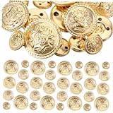 TEHAUX 40 Unidades Botões De Terno Dourado Botões Vintage Botões De Metal Botões Dourados Para Blazer Botões De Blazer De Metal Antigo Botão De Casaco De Metal Botões De Costura Camisa