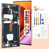 Tela AMOLED Para Samsung Galaxy S22 Ultra 5G Tela De Substituição S22 Ultra 5G Tela LCD SM-S908B Touch Display Digitalizador Peças De Reparo Com Moldura -versão Dos EUA- Com Função De Impressão