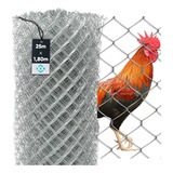 Tela De Galinheiro Galvanizada Fio 16 Malha 7cm 25 X 1 80m