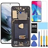 Tela De Substituição AMOLED Para Samsung Galaxy S21 Plus Com Moldura Para Samsung S21 Substituição De Tela SM G996B SM G996U LCD Digitalizador Conjunto De Tela Sensível Ao Toque Com Ferramentas 6 7 Polegadas Preto