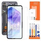 Tela De Substituição OLED Para Samsung Galaxy A55 Para Tela LCD Samsung A55 SM A556U SM A556B Tela Digitalizadora LCD Touch Assembly Preta Sem Moldura Suporte A Impressão Digital 
