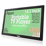 Tela Digital Portátil DVB T2 TFT HD De 14 Polegadas TV LED Freeview Para Carro Caravana Acampamento Ao Ar Livre Cozinha Bateria Embutida De 4000 MAh Para Televisão Monitor Com Leitor Multimídia