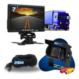 Tela Monitor 7 Kit 24v Caminhão Câmera Infra Cabo 20 Bnc