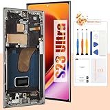 Tela OLED Para Samsung Galaxy S23 Ultra Tela De Substituição Para Tela S23 Ultra LCD SM S918B Touch Display Digitalizador Peças De Reparo Com Moldura Com Função De Impressão Digital Serve Apenas Na