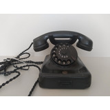 Telefone Antigo Baquelite Preto Com Roda De Discar Raridade