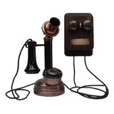 Telefone Antigo Castiçal Com Campainha Externa Artesanal