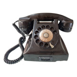 Telefone Antigo Ericsson Baquelite Preto Disco Decorativo