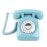 Telefone Com Discagem Rotativa Telefone MCHEETA Retrô Vintage Dos Anos 80 Telefone Antigo Com Fio Fixo Para Casa Escritório Azul 