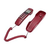 Telefone Com Fio De Parede Com Tela Hd, Teclas Confortáveis, Antiderrapante, Suporte De Identificação De Chamadas Para Hotel Doméstico - Vermelho