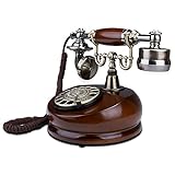 Telefone Com Fio Telefone Fixo Retro Telefone Com Discagem Rotativa Telefone Fixo Vintage Para Casa Escritório Cabo De Madeira Maciça