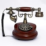 Telefone De Discagem Rotiry Retrô Dos Anos 50 Telefones Fixos Clássicos De Madeira Maciça Com Botão De Rediscagem Telefone Com Fio Vintage Para Decoração De Escritório Em Casa