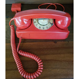 Telefone De Mesa Gte Vermelho Analogico Retangular Vintage