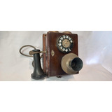 Telefone De Parede Antigo Em Madeira Cia Telebrás Completo