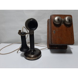 Telefone De Parede Em Madeira Antigo Raridade 