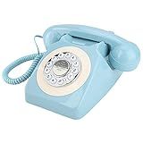 Telefone Fixo Retrô Com Fio Discagem De Botão Vintage Clássico Para Uso Doméstico Escritório Conector De Telefone Padrão Azul Claro 