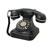 Telefone Fixo Retrô Para Casa- TelPal Com Fio Preto Antigo- Telefone Antigo Com Botão De Pressão Dos Anos 30- Telefone Vintage De Botão Grande- Seguro Para Falta De Energia- Botão De Rediscagem- Telefones Domésticos Retrô Clássicos