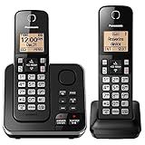 Telefone Panasonic Kx Tgc362 Sem Fio 2 Aparelhos Atendedor De Chamadas E Bina Preto