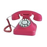 Telefone Residencial Retrô Fixo- Telefone De Mesa TelPal Com Fio Antigo- Conjunto De Telefone Analógico Decorativo Rosa Básico- Telefone Sênior Para Casa-escritório-hotel--- -rosa-