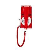 Telefone Retrô Telefone De Parede Artisam Com Fio Telefone De Parede Fixo Vintage Mostrador Giratório De Parede Antigo Para Escritório Em Casa Hotel Escola Vermelho 