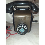 Telephone Antigo Disco E Manivela Preto Metal Siemens