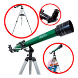 Telescópio Profissional Astronômico 60mm Gemini Tripé Az2 Skylife Marca Especialista Em Produtos Astronômicos Cor Verde metálico