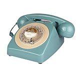 Telpal Telefone Fixo Retrô Azul, Compatível Com Telefones Fixos Rj11, Decoração De Mesa Com Mostrador Rotativo Clássico E Toque Para Casa, Escritório Ou Escola