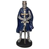 Templário Guerreiro Soldado Medieval Resina Espada Metal Azul 