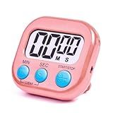 Temporizador Timer Digital De Cozinha Magnético Com Dígitos Grandes E Alarme Alto A Pilha Para Cozinhar Jogos Esportivos Exercícios Escritório Cronômetro Conta Regressiva Rosa 