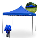 Tenda Gazebo Praia 3x3 M Pagoda Azul Sanfonada Articulada