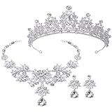 TENDYCOCO 1 Conjunto Colar De Coroa Tiara De Strass Acessórios De Strass Para Mulheres Joias De Ouro Conjuntos De Joias De Cristal Jóia De Ouro Liga De Zinco Luxuoso Arco De Cabelo Senhorita