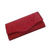 Tendycoco 2 Bolsas De Mão De Strass Para Mulheres, Bolsas De Ombro De Cetim Brilhante Bolsa Clutch Elegante, Claret, 26.0cm*5.0cm*10.5 Cm