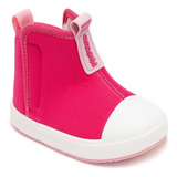 Tênis Botinha Infantil Bebê Menina Com Velcro Rosa Pink