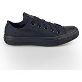 Tênis Converse All Star Cano Baixo De Lona Monochrome Preto