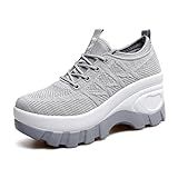 Tênis De Corrida Feminino Plataforma Grossa Confortável Ortopédico Plataforma Plataforma Ortopédico Moderno Tricotado Respirável Com Cadarço Sola Articulada Casual Antiderrapante Com