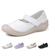 Tênis Feminino Casual Sem Cadarço Com Suporte De Arco Mary Jane Tênis Ortopédico De Caminhada Confortável Respirável Sola Macia Antiderrapante Sem Salto Branco 38