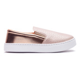 Tenis Feminino Slip On Iate Alpargata Sapatilha Branco Dourado Rosa Preto