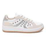 Tênis Feminino Sneakers Com Metais Loren Vittal Confortável