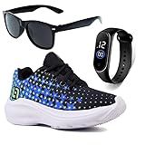 Tenis Infantil De Amarrar Meninos Leve Desenhos LIGHT - Oculos Relogio -32- Azul-