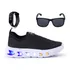 Tenis Infantil Led Meninos Meninas Meia + Oculos Relogio