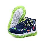 Tênis Infantil Masculino De LED Cano Alto Dinossauro AS350 Cor-Azul Marinho-Limão-Tamanho-22