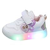 Tênis Infantil Sem Cadarço Novos Sapatos De Princesa Com Luzes LED Pequenas E Médias Para Meninas Quadro Grande  Vermelho  7 Bebês 