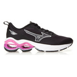 Tênis Masculino E Feminino Wave Frontier 15 Mizuno Cor Preto rosa Desenho Do Tecido Liso Tamanho 35 Br