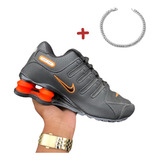 Tenis Nike Shox Nz 4 Molas Preto Laranja Pulseira