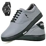 Tênis Sapatênis Casual Polo Blu Com Relógio Analógico Cinza Preto 39