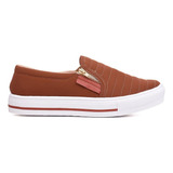 Tênis Sapatênis Sapatilha Feminino Casual Slip On Com Zíper