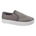 Tênis Slip On Casual Cinza Com Pedras Brilho Conforto